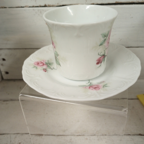Pink Rose Tea Cup and Saucer by Faust Heirlooms. Farmhouse Cottagecore. - Picture 2 of 9